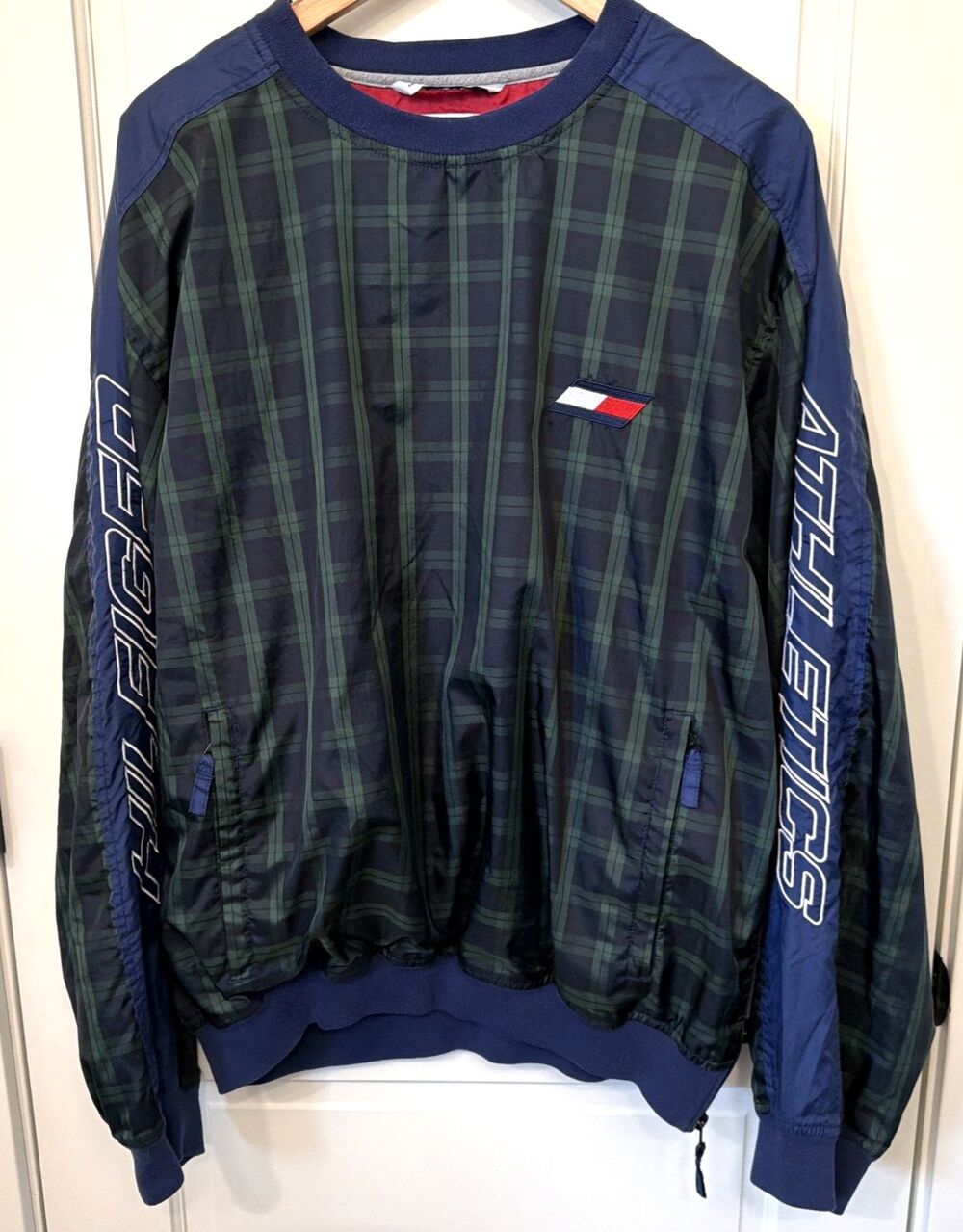 Vtg Tommy Hilfiger Athletics Windbreaker Plaid Pullover Lined XL Golf Preppy